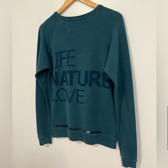 🔥Free City You + Me Exploded Life Nature Love Crew Neck Sweatshirt Teal S🔥 - Picture 10 of 16